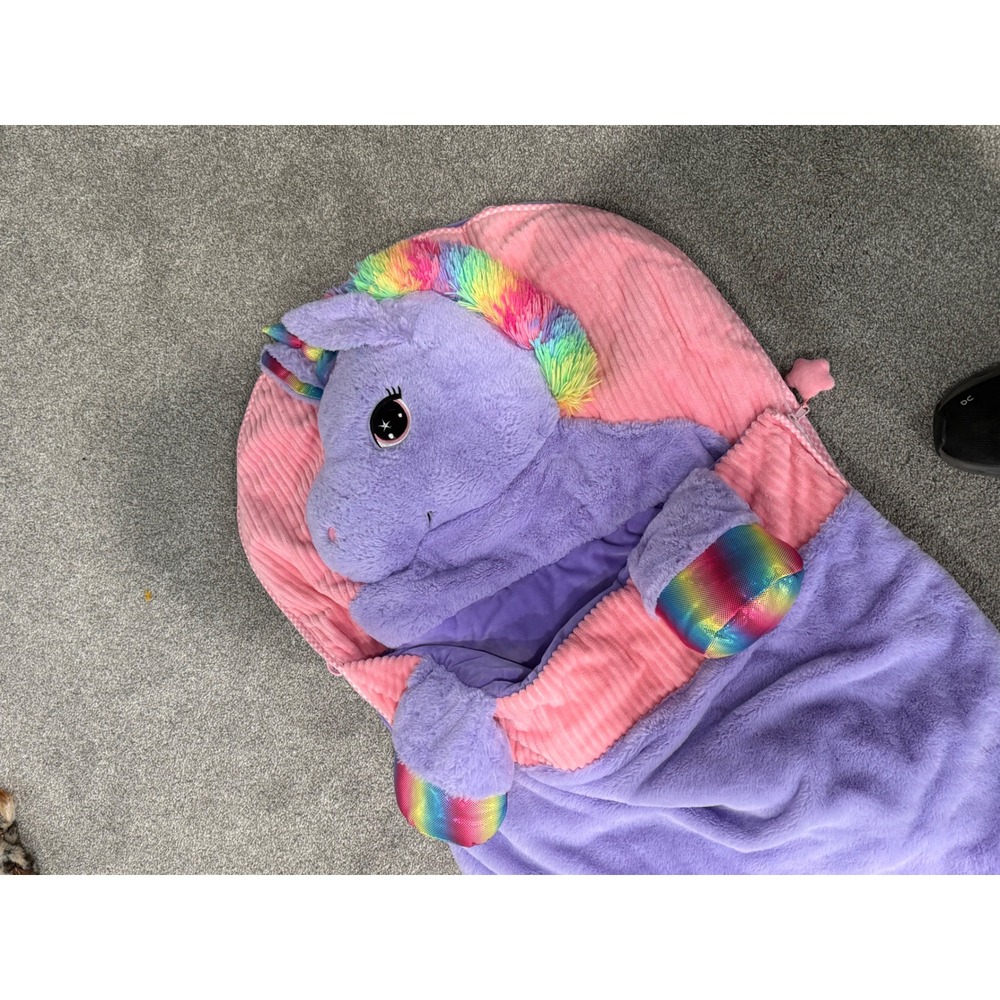 Happy Nappers Purple Unicorn Sleeping Bag Plush Pillow Rainbow Kids Large